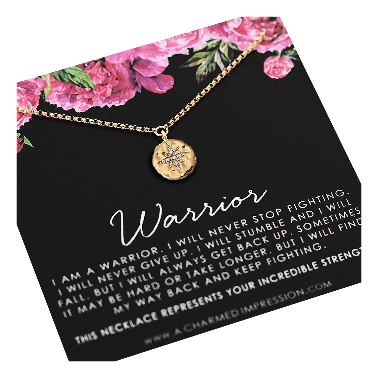 Warrior Necklace - Gold CZ Starburst Necklace