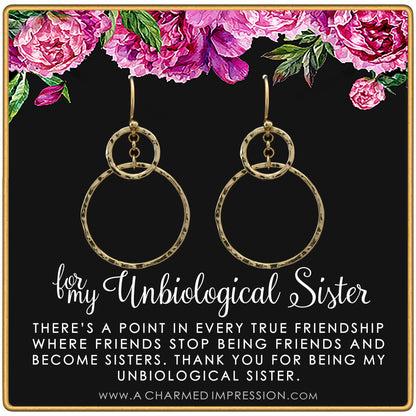 Best Friend Gifts for Women • Unbiological Sister • Christmas Gifts for Women • Stepsister Gifts • Love Friendship • Bonus Sister Earrings for 2 3 •  Infinity Ring Earrrings