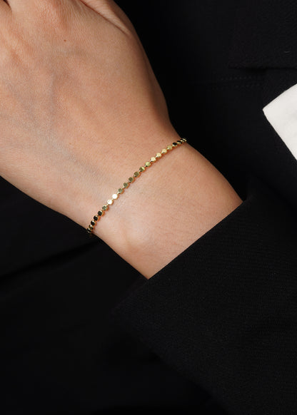 Dainty Flat Fasceted Bead Bracelet • 14K Gold or Silver Delicate Bracelet • Bridesmaids Gifts • Wedding Bracelet