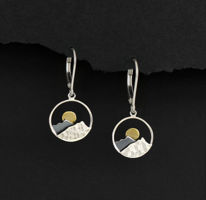 Retirement Gift for Women • 925 Sterling Silver • Small Mountain Charm Earrings • Service Appreciation Jewelry • Friend Teacher Nurse Work Colleague • And so the Adventure Begins