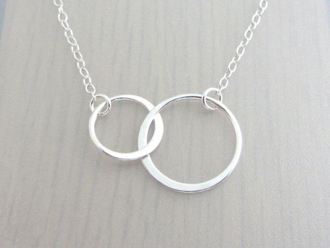 for My Mom • You are The World • Mother's Gift from Child - Double Ring Necklace