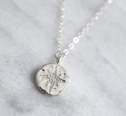 Retirement Gifts for Women • Sterling Silver • CZ Diamond Starburst Pendant • Retiring Gifts for Women • Friend Colleague Boss Employee • Coworker Leaving Goodbye Gift • So the Adventure Begins