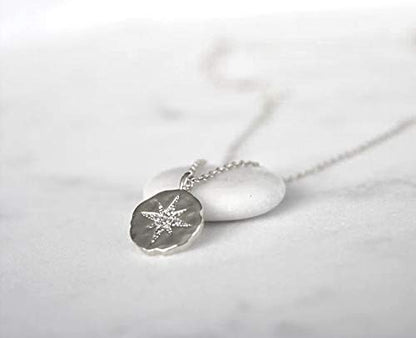 Everyday you change the world • You are an Inspiration • Silver • Diamond Starburst • Polaris North Star Compass • Handcrafted Charm Necklace • Gratitude • Inspirational Jewelry