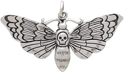 Large Sterling Silver Death Moth Charm • Spiritual Jewelry • Rebirth Transformation • Sensuality • Goddess Jewelry