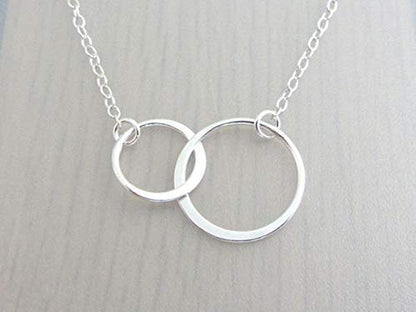 Cousin Gift • Two Connected Circles • 925 Sterling Silver • Interlocking Eternity Rings • Linked Together • Simple Dainty Everyday Necklace • Family Jewelry • Friends for Life
