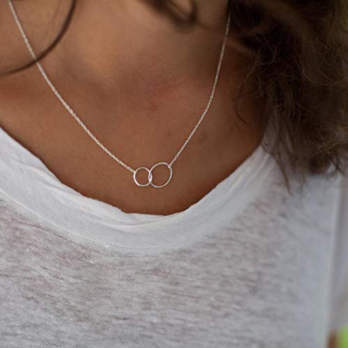 Brother & Sister Necklace • Sterling Silver • Two Connected Circles • Meaningful Card • Love and Friendship • Classic Simple Jewelry • Gift for Her