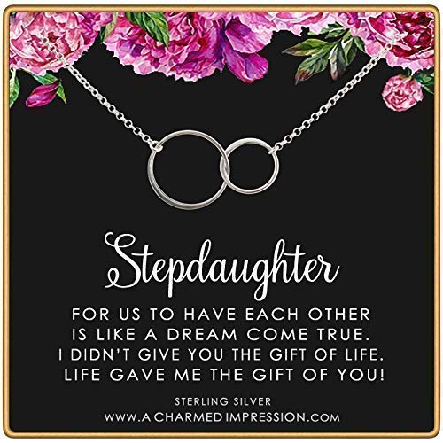 Stepdaughter Gifts from Stepmom Stepdad • Sterling Silver Necklace • Gift for Stepdaughter Jewelry • Bonus Daughter Gifts Necklace • Stepdaughter Wedding Gift • Christmas Gifts for Women Teen Girls