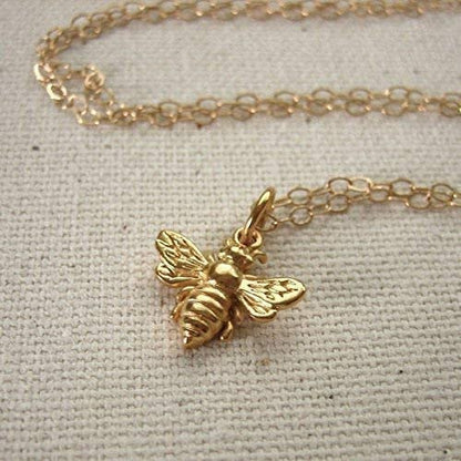 Little Gold Bee Necklace • Gold Honeybee/Bumblebee Charm • Simple Everyday Jewelry • Bridesmaid Gift • Garden Themed Wedding • Save the Bees