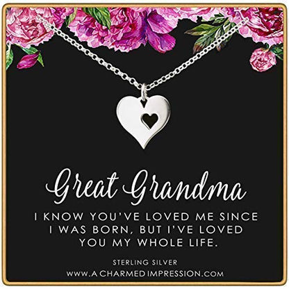 Great Grandma Gifts • Great Grandmother Grandchild Necklace • Sterling Silver Necklace • Great Grandparents Gifts • Gift for Grandma from Grandchildren • Christmas Gifts from Granddaughter Grandson