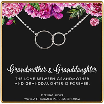 Grandmother & Granddaughter • Double Infinity Circle Pendant • 925 Sterling Silver • Gift Idea for Grandma and Grandchild • Infinite Love Charm Necklace • Intentional Keepsake Jewelry