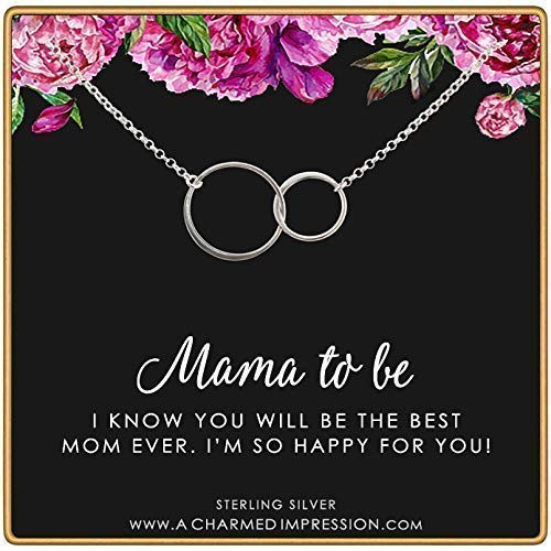 Congratulations Gifts for New Mom • Mama To Be Gifts • Sterling Silver • Expecting Mothers Necklace • 2 Connected Circles • Mommy Jewelry • Baby Shower • Adoption Gifts • Best Mom Ever