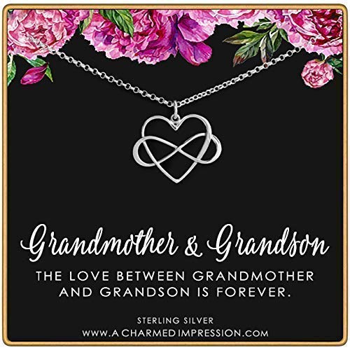 Gifts for Grandma and Grandson • Infinity Heart Charm • 925 Sterling Silver • Infinite Love Necklace