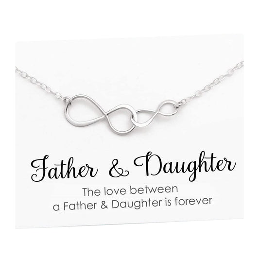 Father and Daughter Necklace • Intentional Gift • Silver Double Infinity • Infinite Love