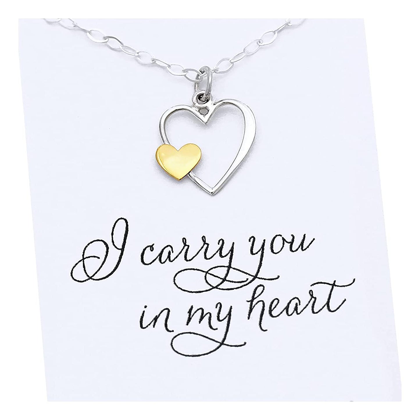 I Carry Your Heart in Mine • Remembrance Necklace • Silver & Gold Charm • Intentional Keepsake Jewelry