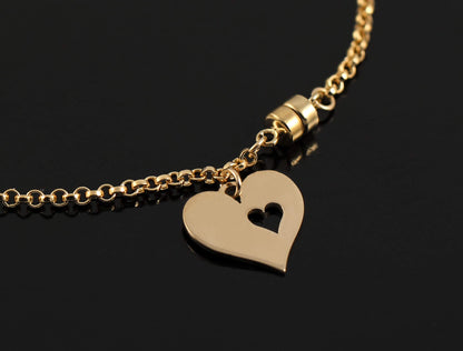 A Charmed Impression Grandmother and Grandson • Gold Heart with Heart Cutout Bracelet • Magnetic Clasp