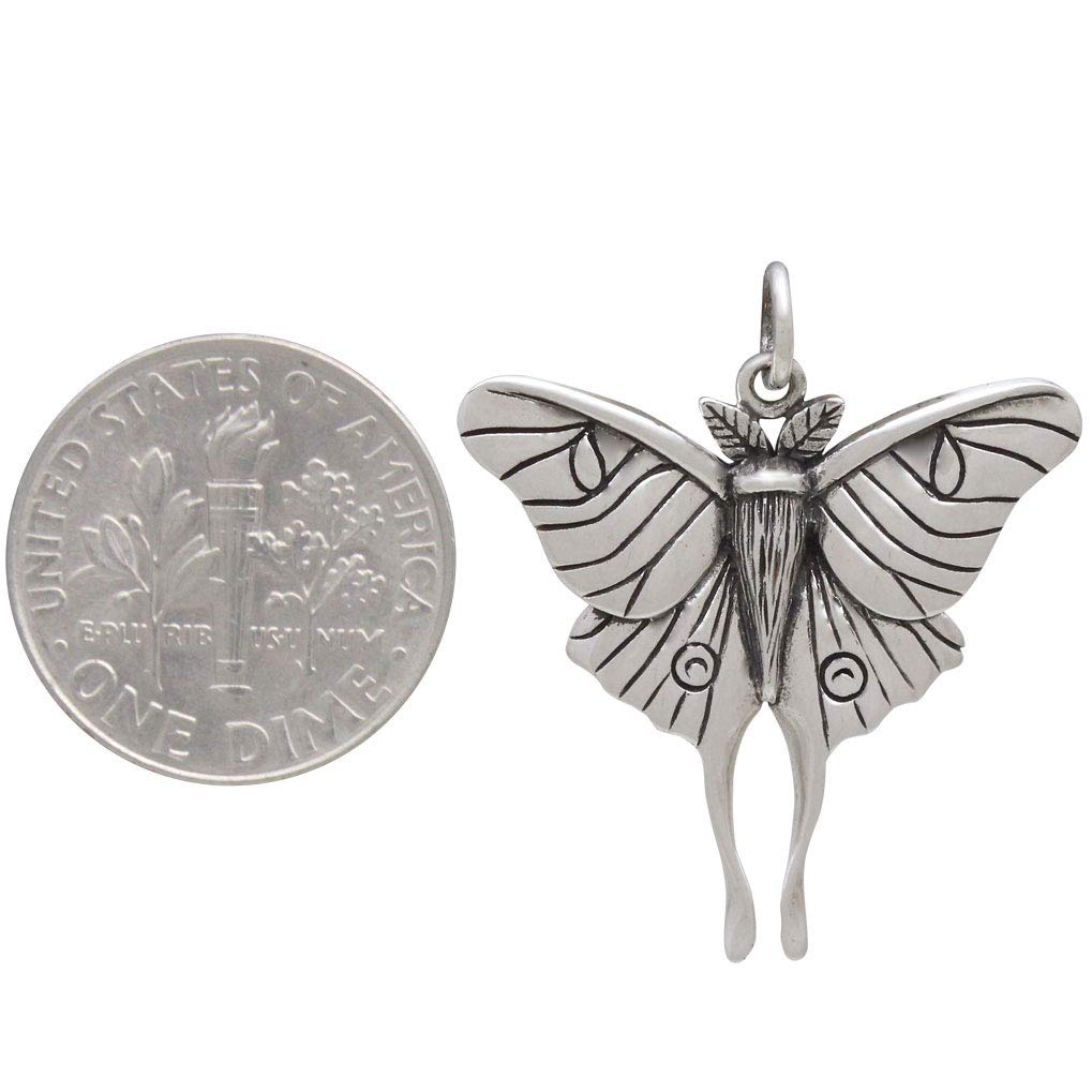 Sterling Silver Luna Moth Charm • Moth Jewelry • Bug Jewelry • Intuition Jewelry • Entomologist Jewelry • Butterfly Charm • Transformation • New Beginnings