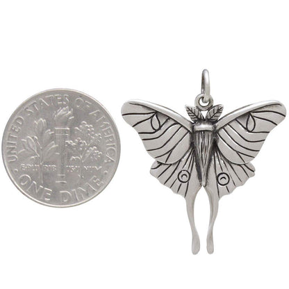 Sterling Silver Luna Moth Charm • Moth Jewelry • Bug Jewelry • Intuition Jewelry • Entomologist Jewelry • Butterfly Charm • Transformation • New Beginnings