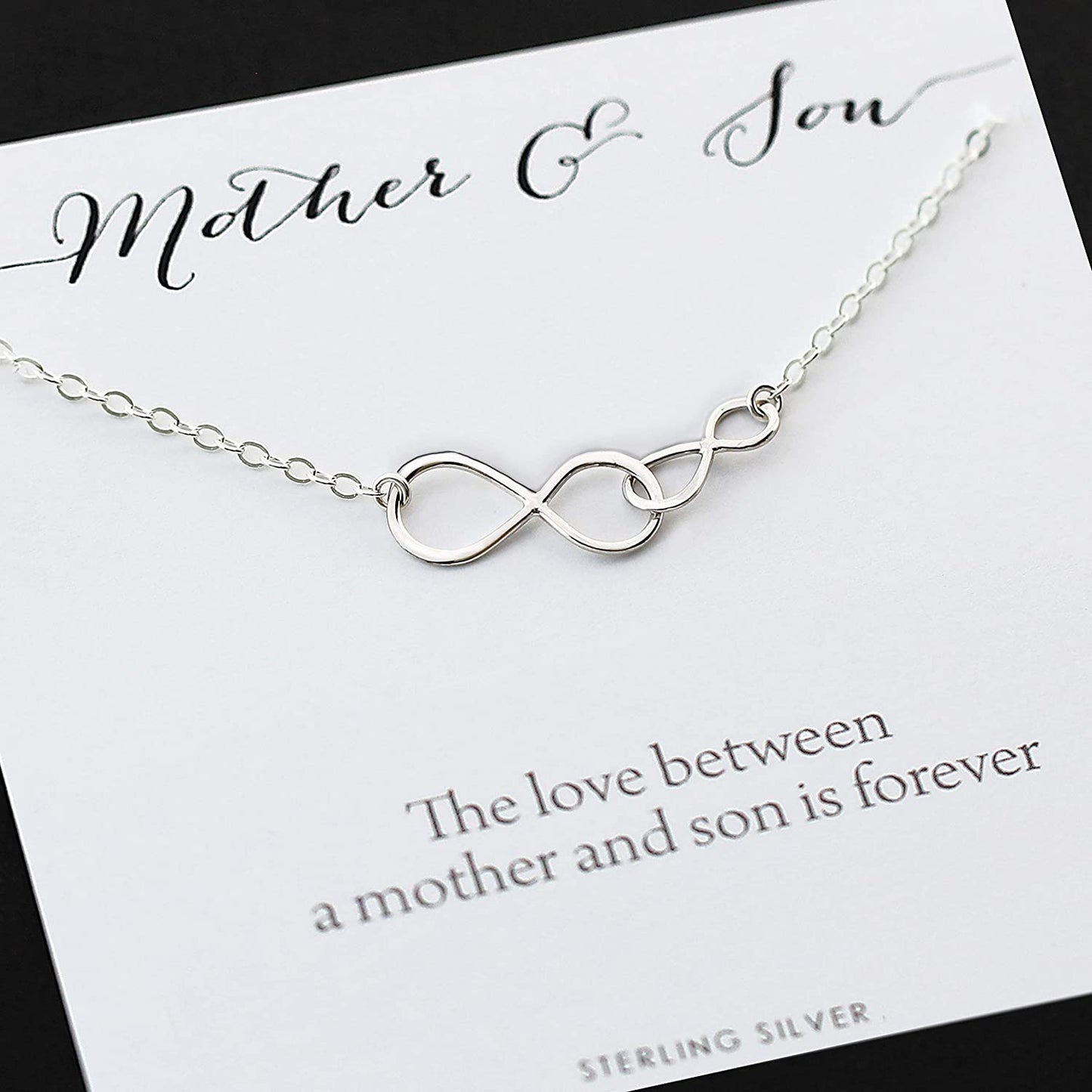 Mother and Son Necklace • Intentional Boy Mom Gift • Silver Double Infinity • Infinite Love