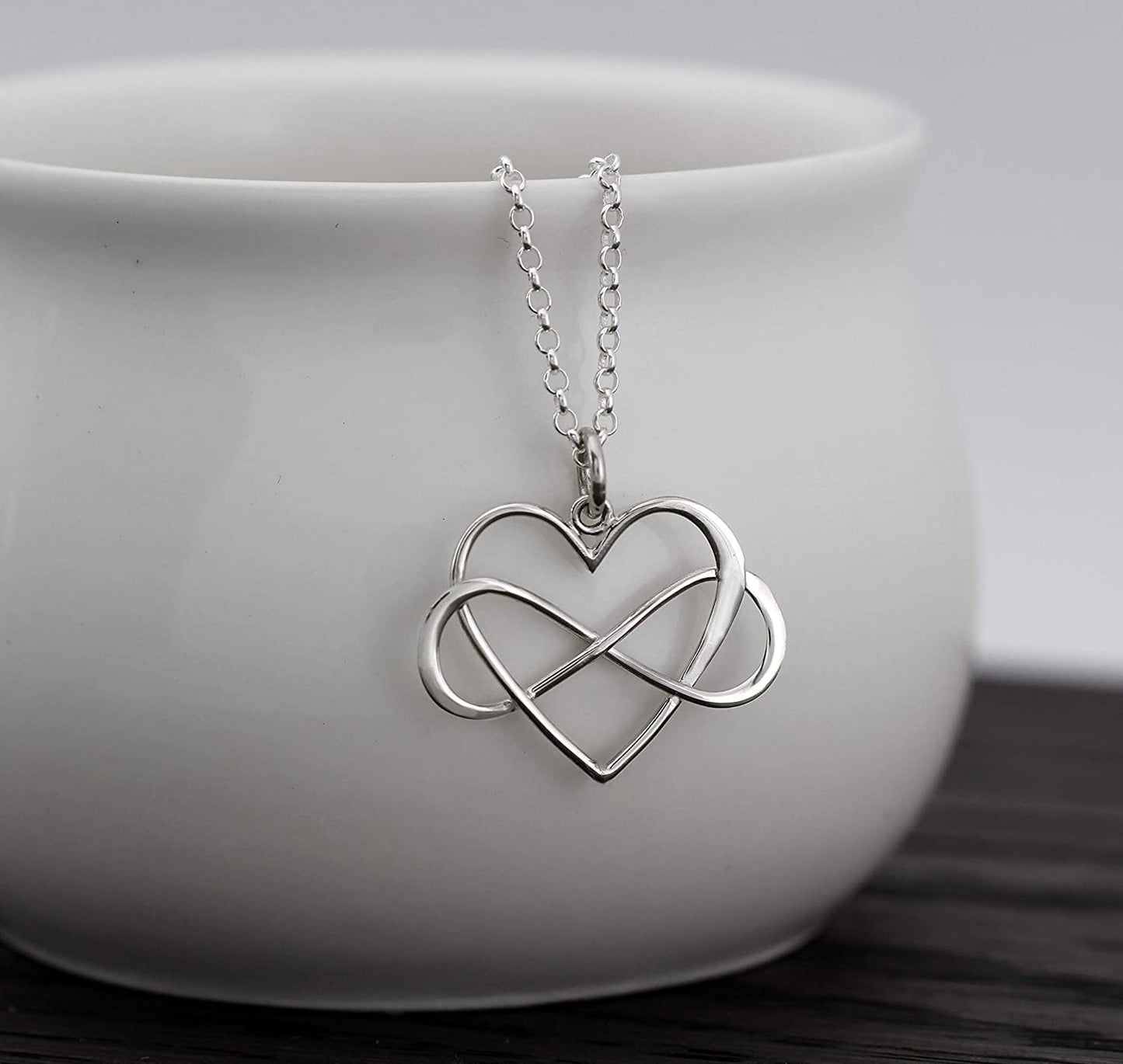 Gifts for Grandma & Granddaughter • Infinity Heart Charm • Silver • Infinite Love Necklace