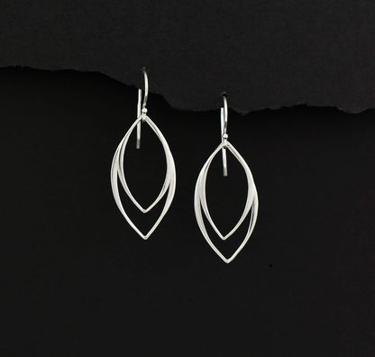 Sterling Silver Sleek Sexy Shaped Metal Marquise Earrings • Modern Minimalist Jewelry • Simple Delicate Handmade Earrings for Women • Gifts for Teen Teenage Girl Gift • Geometric Shape • Edgy Trendy