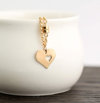 A Charmed Impression Grandmother and Grandson • Gold Heart with Heart Cutout Bracelet • Magnetic Clasp