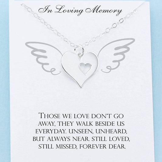 In Memory Of • Memorial Charm Necklace • Sterling Silver Heart • Grief Jewelry • Sympathy Gift