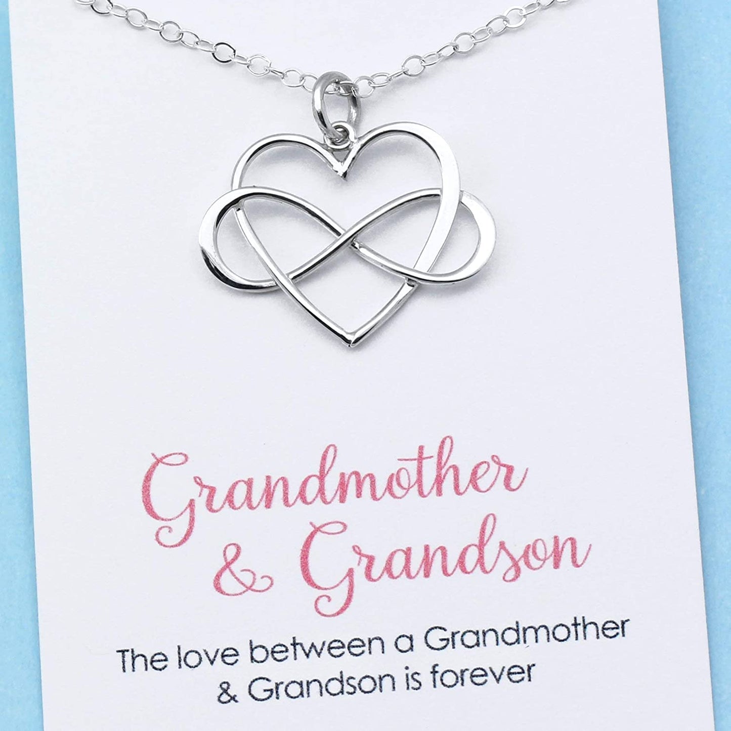 Gift for Grandma • Intentional Grandmother & Grandson Necklace • Infinity Heart Pendant • Sterling Silver • Infinite Love • Jewelry with Meaning