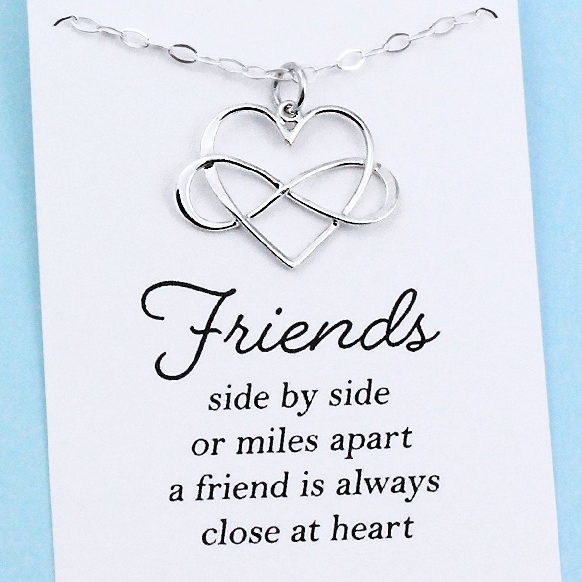 BEST FRIEND Necklace For 2, Sterling Silver Infinity Necklace, Long Distance Friendship Gift, Sister Birthday Gift, Moving Away outlet Gift Friend