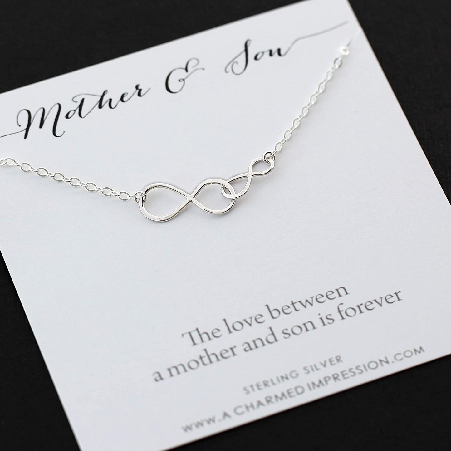 Mother and Son Necklace • Intentional Boy Mom Gift • Silver Double Infinity • Infinite Love