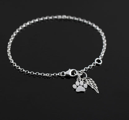 Pet Love - Paw and Wing Charm Bracelet