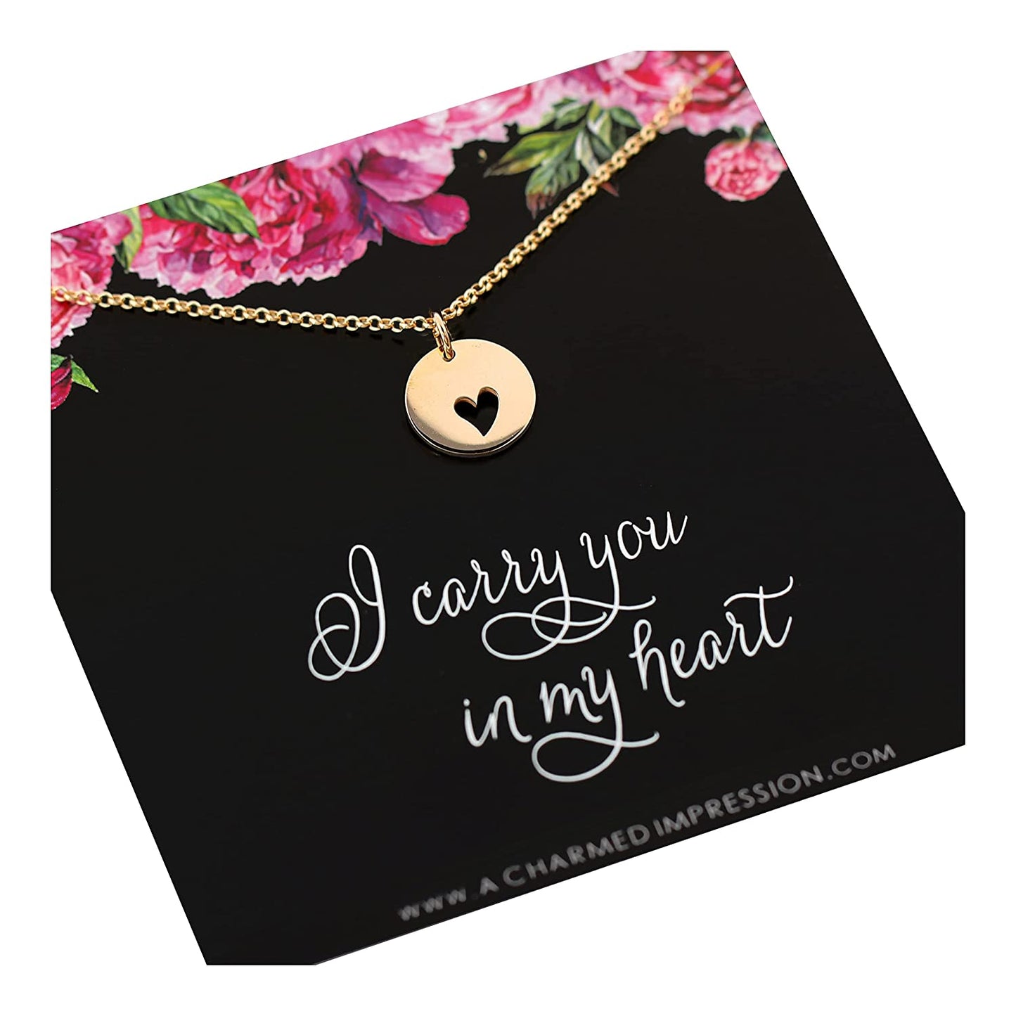 I Carry Your Heart with Me Necklace • Gifts for Women • 14k Gold • Love Charm Jewelry • Adoption • Remembrance • Grief Loss of Loved One • Long Distance Couple • Deployment Gift for Wife Girlfriend
