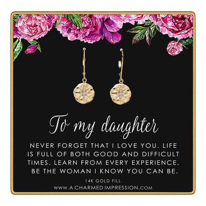 To My Daughter • Inspirational Jewelry • Starburst Earrings • Gifts for Her • From Mom Dad • Ideas for Birthday Christmas Graduation Wedding • Infinite Love