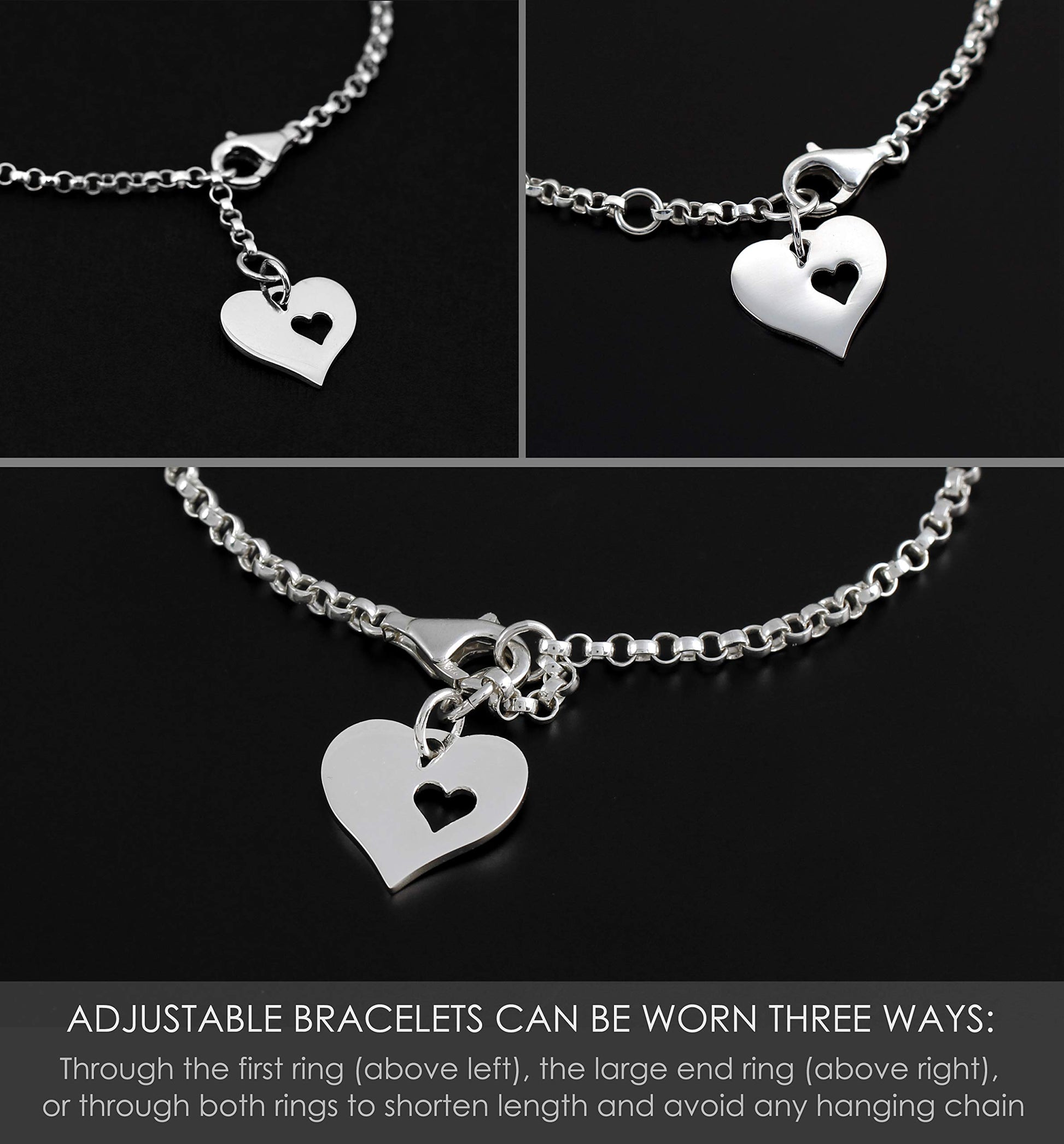 Girls' CZ Heart Charm Bracelet Sterling Silver - In Season Jewelry