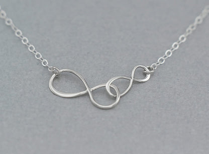 Sterling Silver Mother Daughter Necklace • Gift for Mom • Daughter Gifts from Mom • New Mom Gifts • Card and Jewelry • Double Infinity Charm Necklace • Intentional Gifts Women • Infinite Love