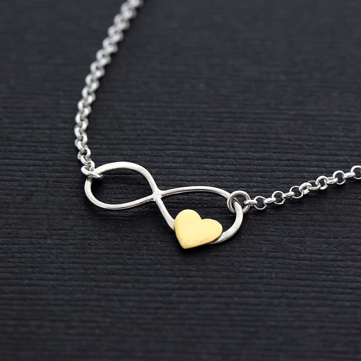 Stepdaughter Gift • from Stepdad Stepmom • Infinite Love Necklace • 925 Sterling Silver • Infinity and Gold Heart Charm • Gifts for Step Daughter