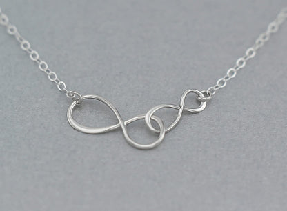 Mother and Son Necklace • Intentional Boy Mom Gift • Silver Double Infinity • Infinite Love