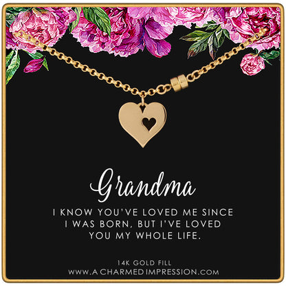 Gold Grandma Bracelet with Card • Two Connected Hearts Charm Bracelet • Gifts for Women • Grandmother Jewelry • 14k Gold Filled Bracelet with Magnetic Clasp