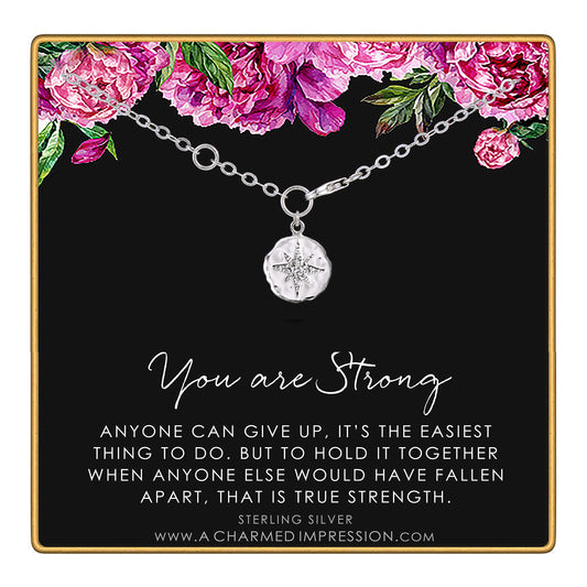 You are Strong • Warrior Bracelet • Survivor Gift • Diamond Starburst Charm Bracelet • Strength • Encouragement • Cancer • Recovery • Depression • Abuse • Inspirational Gift for Women