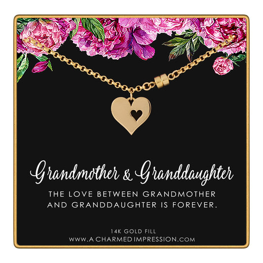 Gold Grandmother Granddaughter Bracelet with Card • Two Connected Hearts Bracelet • Gifts for Women • Grandmother Jewelry • 14k Gold Filled Bracelet • MAGNETIC CLASP • Gifts for Grandma Granddaughter