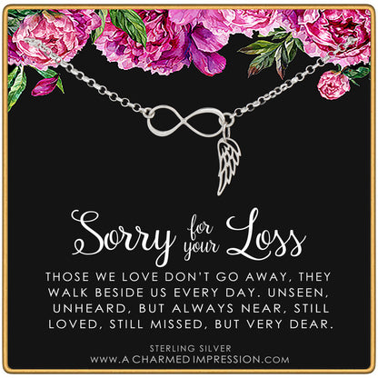 Loss of Loved One Gift for Women • Bracelet • Infinity and Angel Wing Charm • Memorial Remembrance Gift • Sorry For Your Loss Bracelet • In Memory of Husband Mother Father Miscarriage