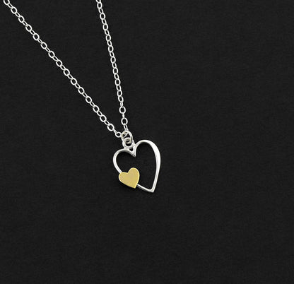 I Carry Your Heart in Mine • Remembrance Necklace • Silver & Gold Charm • Intentional Keepsake Jewelry