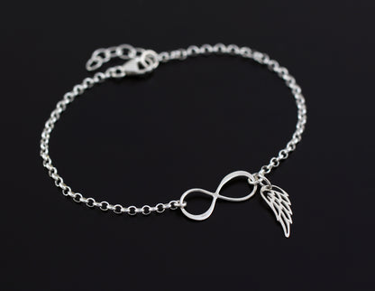 Loss of Loved One Gift for Women • Bracelet • Infinity and Angel Wing Charm • Memorial Remembrance Gift • Sorry For Your Loss Bracelet • In Memory of Husband Mother Father Miscarriage