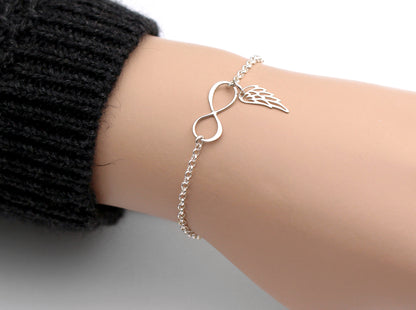 Loss of Loved One Gift for Women • Bracelet • Infinity and Angel Wing Charm • Memorial Remembrance Gift • Sorry For Your Loss Bracelet • In Memory of Husband Mother Father Miscarriage