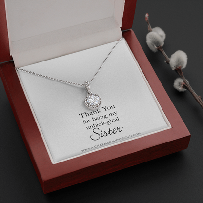 Unbiological Sister Necklace, Bonus Sister Gift, Sister-In-Law Gift, Jewelry for Sister in Law, Step Sister Gift, Soul Sister, Best Friend - Eternal Hope Necklace