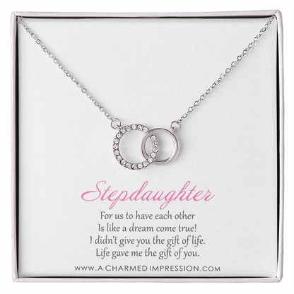 Stepdaughter Gifts from Stepmom Stepdad, Birthday Gifts for Daughter from Mom Dad, Stepdaughter Necklace, Unbiological Daughter Gift - Perfect Pair Neckace