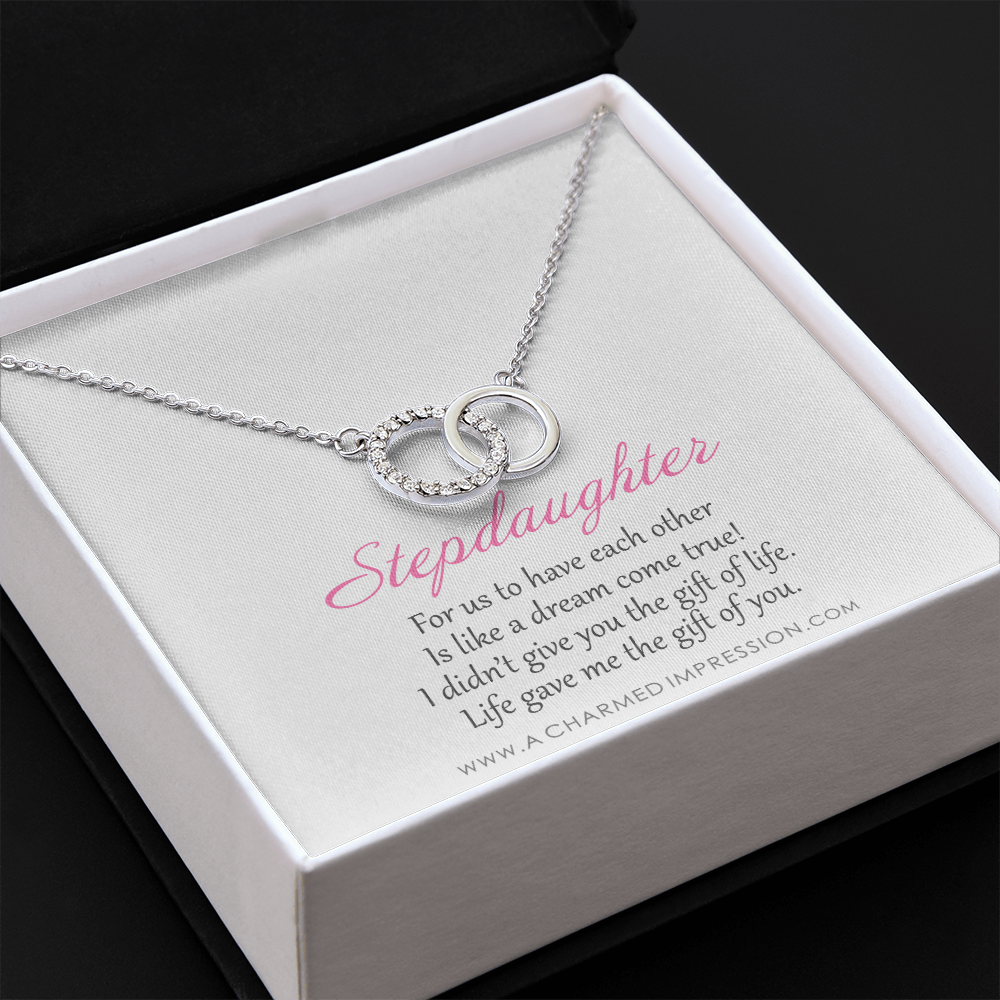 Stepdaughter Gifts from Stepmom Stepdad, Birthday Gifts for Daughter from Mom Dad, Stepdaughter Necklace, Unbiological Daughter Gift - Perfect Pair Neckace