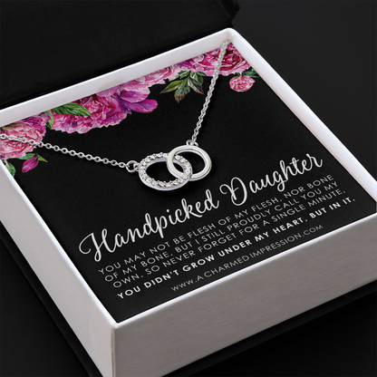 Handpicked Daughter, Stepdaughter Gift for Step Daughter, Infinite Love, Bonus Daughter, Adopted Child, Gift for Girls, Unbiological Child - Perfect Pair Neckace