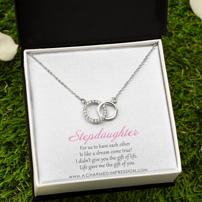 Stepdaughter Gifts from Stepmom Stepdad, Birthday Gifts for Daughter from Mom Dad, Stepdaughter Necklace, Unbiological Daughter Gift - Perfect Pair Neckace