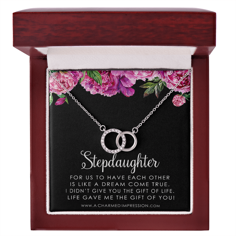 Stepdaughter Gifts from Stepmom Stepdad, Birthday Gifts for Daughter from Mom Dad, Stepdaughter Necklace, Unbiological Daughter Gift - Floral SS Perfect Pair Neckace