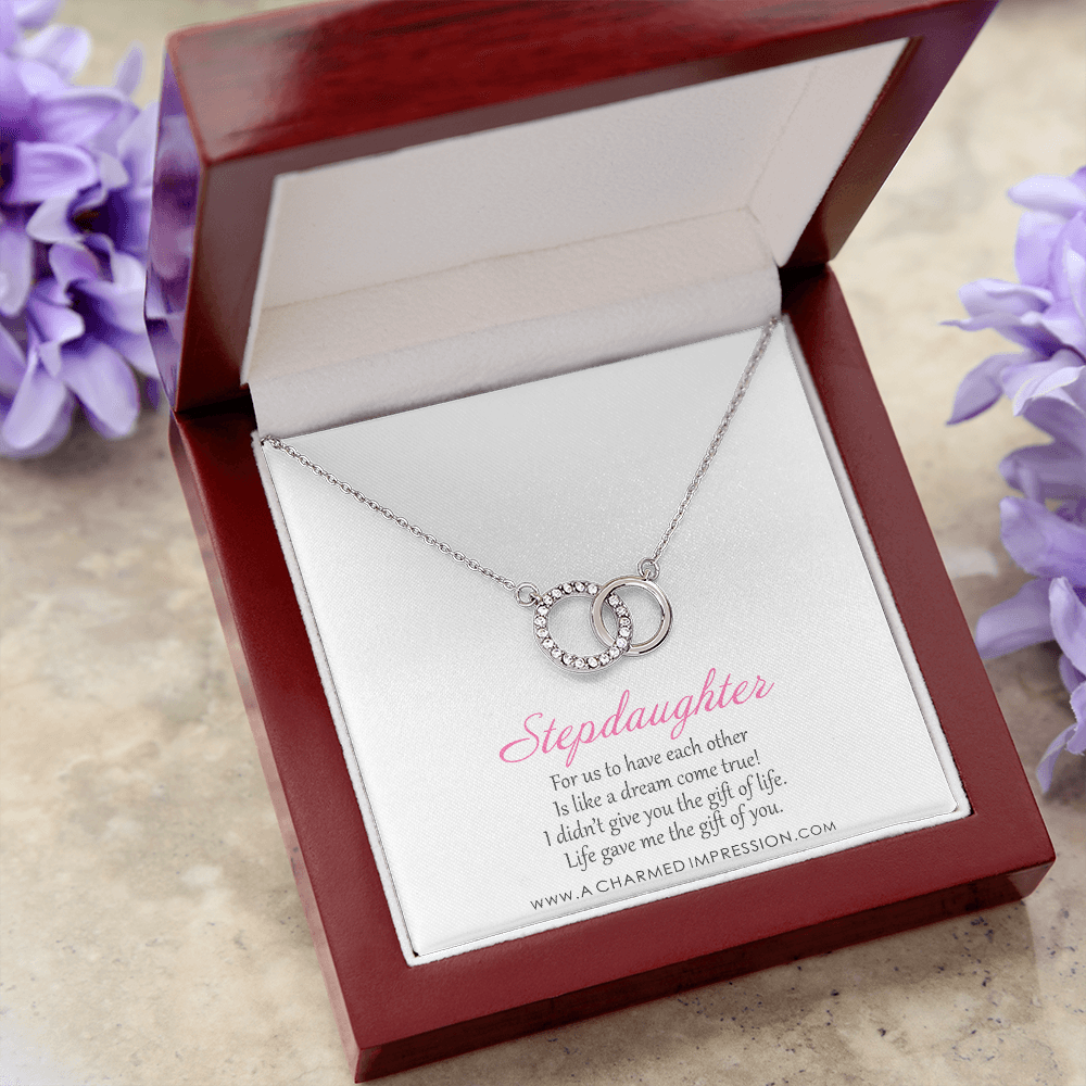 Stepdaughter Gifts from Stepmom Stepdad, Birthday Gifts for Daughter from Mom Dad, Stepdaughter Necklace, Unbiological Daughter Gift - Perfect Pair Neckace